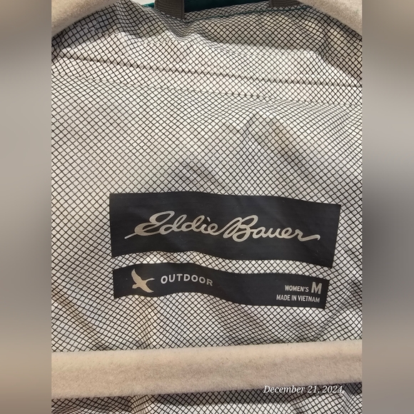 Eddie Bauer Raincoat Windbreaker Women's size MEDIUM, Teal - Picture 6 of 8